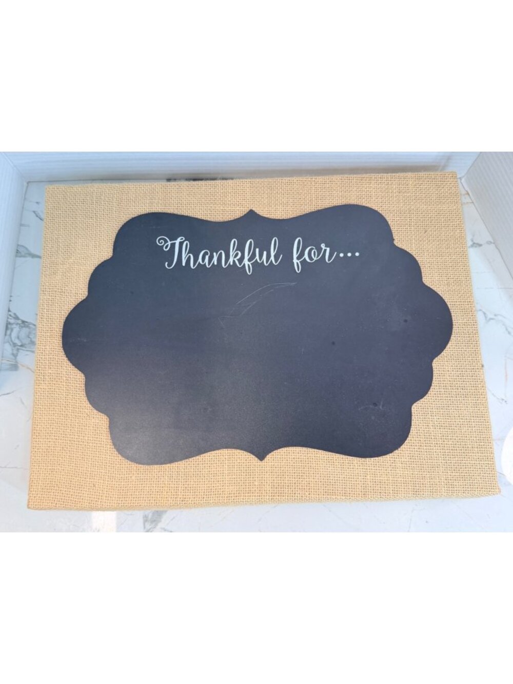 Rustic Burlap Thankful For Chalkboard Sign Fall Thanksgiving Home Decor Display